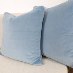 Slate Blue Luxury Cotton Velvet Cushion Covers Throw Pillows With Piping - thumbnail 3