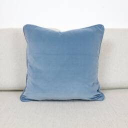 Slate Blue Luxury Cotton Velvet Cushion Covers Throw Pillows With Piping - thumbnail 4