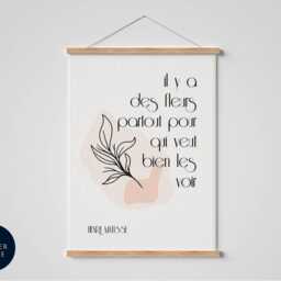 Il Y A Des Fleurs French Quote Print - Henri Matisse Wall Art Minimalist Typography Modern Decor - thumbnail 2
