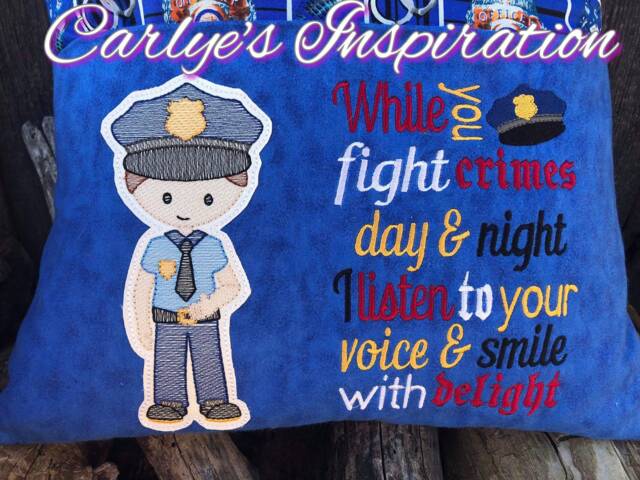 Police Bundle Storybook Pillow Designs - 5x7 Design Recorder Book Includes 2 Digital Designs Officer Blue Boy - image 1