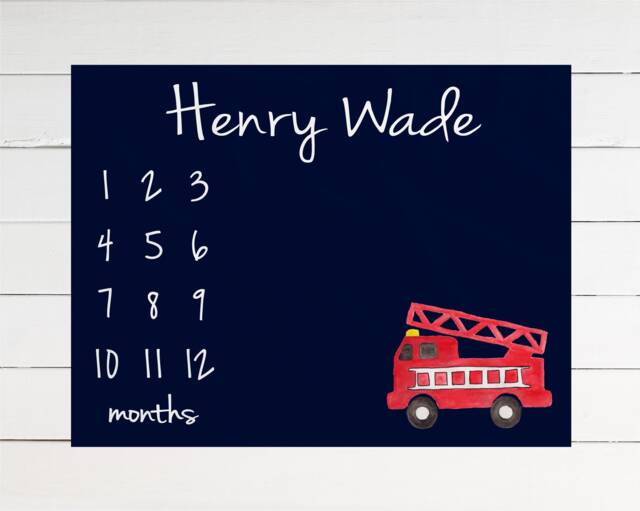 Fire Truck Milestone Blanket Monthly Growth Tracker Soft Fleece Baby Shower Gift Newborn Watch Me Grow Boy - image 1
