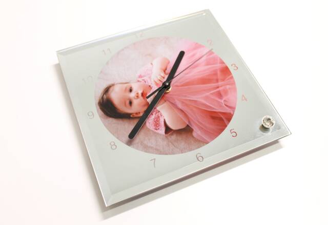 Personalised Photo Clock With Any Custom Photo Gift Glass Mirror Clock - image 1