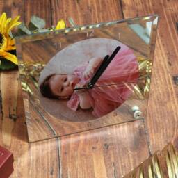 Personalised Photo Clock With Any Custom Photo Gift Glass Mirror Clock - thumbnail 3