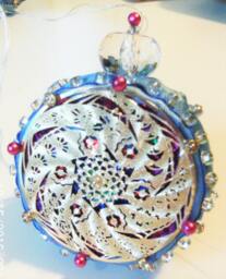 Handmade Hand Beaded Original Shatterproof Christmas Ornament Gift With Stained Glass Effect - thumbnail 1