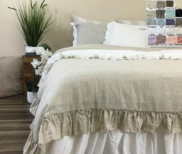 Shabby Chic Linen Duvet Cover With Country Ruffles, Ruffle Bedding, Shabby Chic 41+ Colors & Patterns To Choose - thumbnail 1