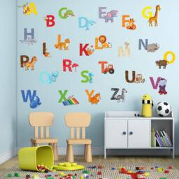 084 Wall Decal Alphabet Animals Abc Children's Room Sticker Nikima in 6 Different. Sizes - thumbnail 2