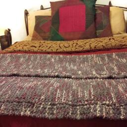 Custom Made Blanket, Throw, Gray White Red Soft Warm Blanket - thumbnail 3