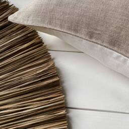 Double Sided Washed Linen Pillow Cases With Contrast Piped Edge/Off White/Natural Cushion Covers Edge/ - thumbnail 2