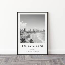 Tel Aviv Travel Poster Black & White Middle East Art Print - thumbnail 3