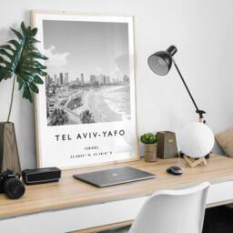 Tel Aviv Travel Poster Black & White Middle East Art Print - thumbnail 2