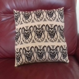 Handmade Knitted German Shepherd Cushion Cover With Infill - thumbnail 2