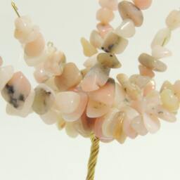 Pink Opal Gemstone Bonsai Tree, Golden Wire Sculpture, Zen Decor - thumbnail 2
