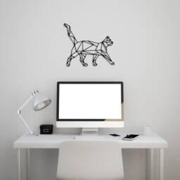 Cat Wall Hanging, Geometric Cat, Gift Idea, Art, Metal Decor, Wire Cats Wall Decor, Black Cat - thumbnail 2