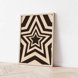 Groovy Retro Art Print 60S 70S, Funky Psychedelic Pop Vintage Star Print, Trendy Poster, Black & White Gift A6 A5 A4 A3 Home Decor Indie - thumbnail 3