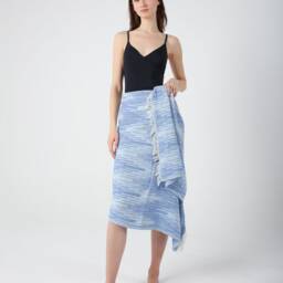 Blue Marrakesh Lightweight Beach Towel, Turkish Cotton Blanket, Sand Free Cover Up, Sarong, Travel Towel - thumbnail 3