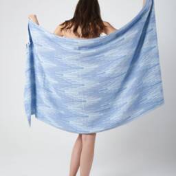 Blue Marrakesh Lightweight Beach Towel, Turkish Cotton Blanket, Sand Free Cover Up, Sarong, Travel Towel - thumbnail 2