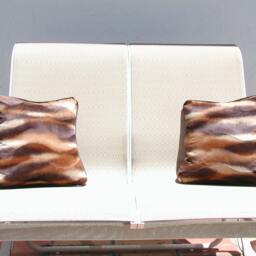 Throw Pillow Set Mixed Faux Mink, Brown Pillows, Animal Print Toss Pillows With Trim, Velvet Stripe - thumbnail 3