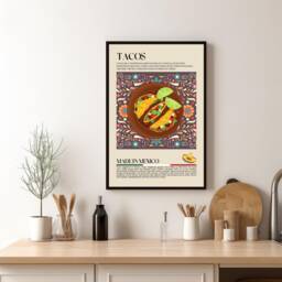 Tacos Mexican Print, Food, Mexico, Kitchen Print, Retro Poster, Wall Art, Restaurant South America, Cafe Decor - thumbnail 1