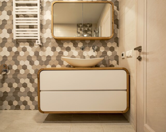 Bathroom Vanity, Basin Unit, Cabinet, Vanity Wash Stand, Furniture in Oak With 2 Push To Open Drawers Wood - image 1