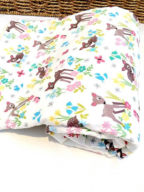 Baby Blanket - Luxurious Cotton & Plush Newborn Nursery, Stroller, Car Cute Deers Fawn Woodland Animals - image 1
