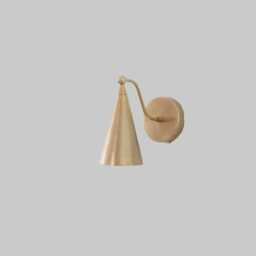 Mid-Century Modern Brass Wall Sconce - Cone Shade Lamp - thumbnail 2