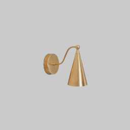 Mid-Century Modern Brass Wall Sconce - Cone Shade Lamp - thumbnail 1