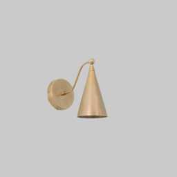 Mid-Century Modern Brass Wall Sconce - Cone Shade Lamp - thumbnail 3