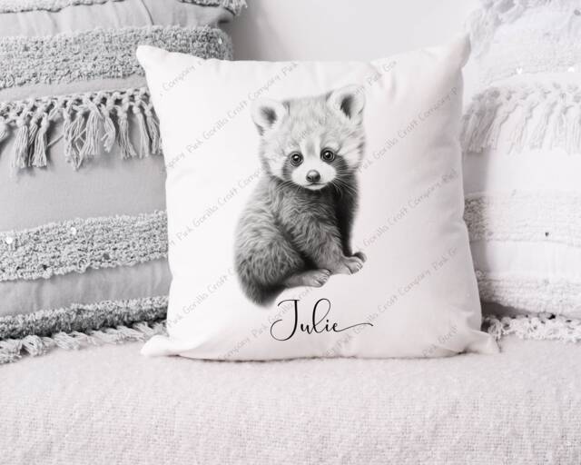 Red Panda Cushion, Pillow, Black & White Panda, Gift, Lover, Gift For Mum, Her - image 1