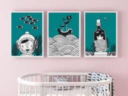 "Wall Pictures Set Of 3 ""Under The Sea" - thumbnail 1