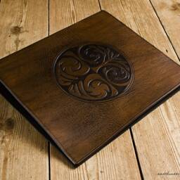 A4 Dark Brown Leather 4 Ring Binder, Tree Of Life, Family Organizer, Planner, Book Shadows, Free Initials - thumbnail 2