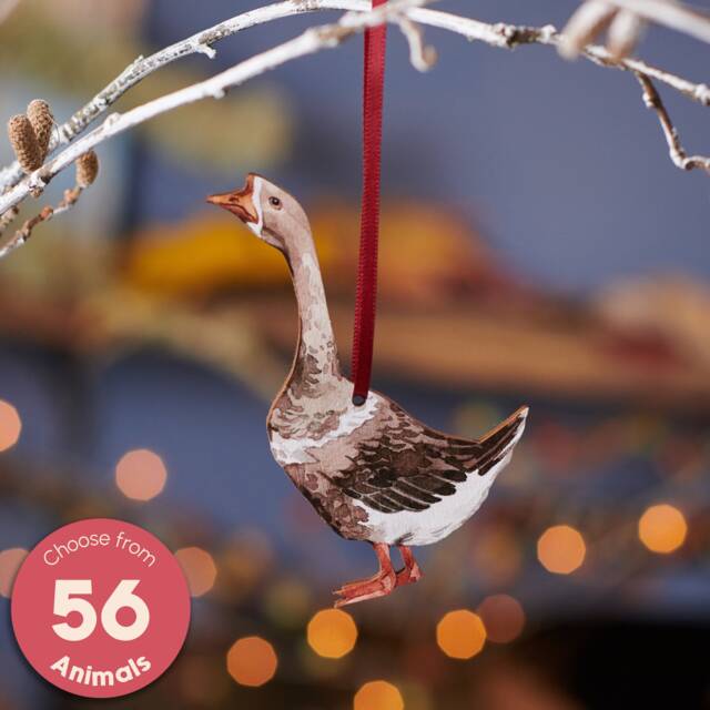 Watercolour Style Wooden Greater White Fronted Goose Hanging Decoration - Handcrafted Christmas For Stylish Home D??cor - image 1