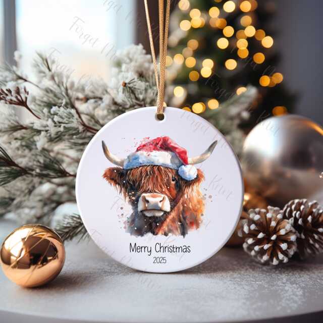 Personalised Highland Cow Bauble, Christmas Tree Decoration For Grandchild, Decorations, Xmas Gift - image 1