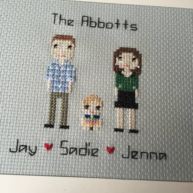 Personalised Custom Pixel Gift Portrait Wall Art - People Family Pet Cross Stitch - image 1