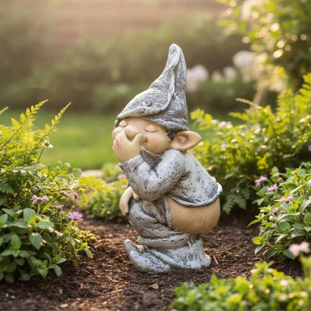 Funny Smelly Gnome Garden Statue, Outdoor Decor, Yard Art, Spring Decoration - image 1