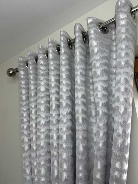 Luxury Bespoke Lined Eyelet Curtains - Torrent Silver Platinum For Bedroom & Living Room Custom Made, Worldwide Shipping - image 1