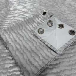Luxury Bespoke Lined Eyelet Curtains - Torrent Silver Platinum For Bedroom & Living Room Custom Made, Worldwide Shipping - thumbnail 2