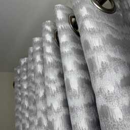 Luxury Bespoke Lined Eyelet Curtains - Torrent Silver Platinum For Bedroom & Living Room Custom Made, Worldwide Shipping - thumbnail 4