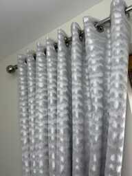 Luxury Bespoke Lined Eyelet Curtains - Torrent Silver Platinum For Bedroom & Living Room Custom Made, Worldwide Shipping