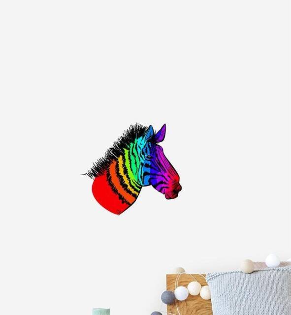 Zebrainbow Wall Sticker Decal - Kids Stickers, Animals Childrens Decals, Art, Room, Girl, Boy
