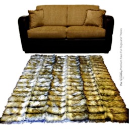 Faux Fur Area Rug - Coyote Stripe, Plush Ultra Suede Handmade Usa - thumbnail 2