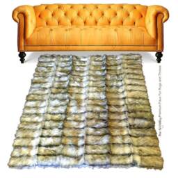 Faux Fur Area Rug - Coyote Stripe, Plush Ultra Suede Handmade Usa - thumbnail 3
