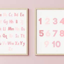 Pink Alphabet & Number Print, Abc 123 Girls Nursery, Wall Art, Bedroom Prints, Educational Alphabet, Prints - thumbnail 2