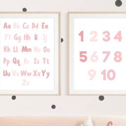 Pink Alphabet & Number Print, Abc 123 Girls Nursery, Wall Art, Bedroom Prints, Educational Alphabet, Prints - thumbnail 3