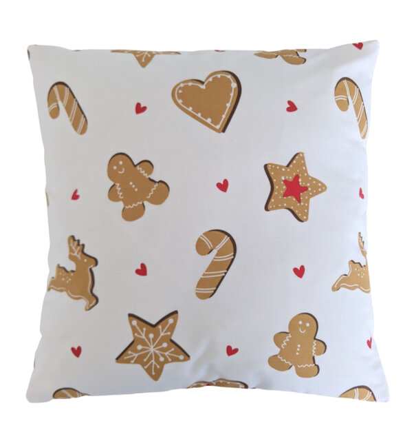Cushion Cover in Gingerbread Heart Christmas Print 16