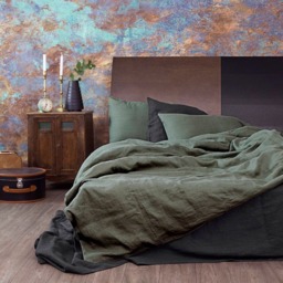 Linen Pillow Case in Moss Green Color - thumbnail 4