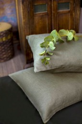 Linen Pillow Case in Moss Green Color
