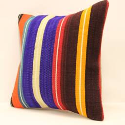 Kilim Pillow Cover, 16x16 Throw Pillows Decorative Boho Interior Design Retro Home Decor Ethnic Pillowcover Natural Dyekilim Cushion 4Kf-464 - thumbnail 3