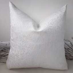 Handcrafted Pure Brilliant White Textured Luxury Cushion For Sofa Or Bed With Invisible Zip - The Couture Style No. 46 - thumbnail 1