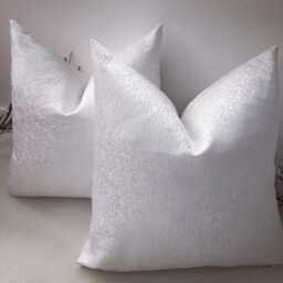 Handcrafted Pure Brilliant White Textured Luxury Cushion For Sofa Or Bed With Invisible Zip - The Couture Style No. 46 - thumbnail 2