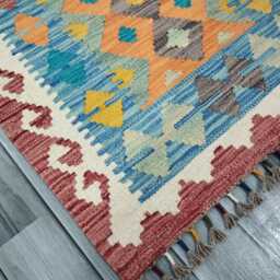 Runner Rug Classic, Handmade Artisan Afghan Turkish, Scandinavian, Navajo, Bohemian, Wool Flatweave Multicolour Kilim 199x69 cm - thumbnail 2